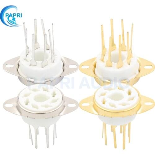 PAPRI 10PCS Ceramic 8Pin Gold Plated K8A Chassis Mount Amplifie Tube Sockets For KT88 KT88 6CA7 KT66 EL34 6550 6V6 6SN7 Etc