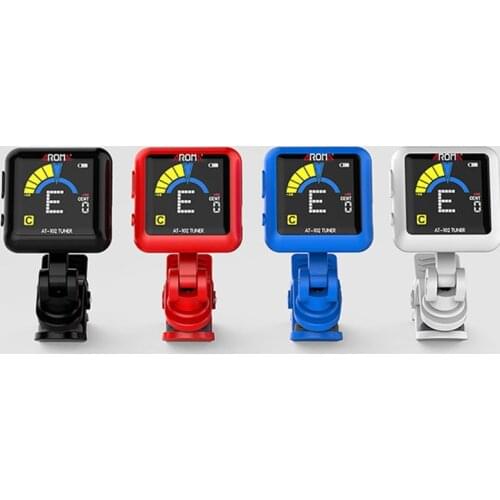 Aroma At-102 Rechargeable Clip-On Guitar Tuner Color Screen With Built-In Battery Usb Cable For Chromatic Guitar Bass Ukulele