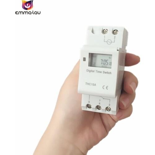 220V 110V 24V 12V Weekly 7Days Programmable Electronic Timer Digital LCD AC DC Auto On/Off Relay DIN Rail Time Switch THC15A
