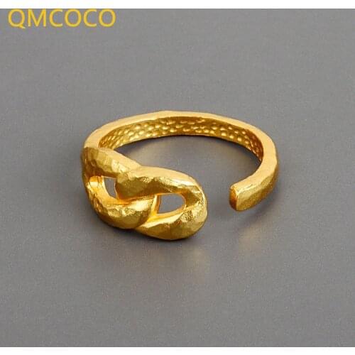 QMCOCO Minimalist 925 Silver Party Rings For Women New Fashion Creative Double Loop Folded Cross Finger Jewelry Gifts