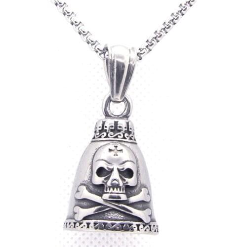 Rany&Roy Newest Skull bones bell Pendant 316L Stainless Steel Jewelry Gothic Style cross bell Pendant