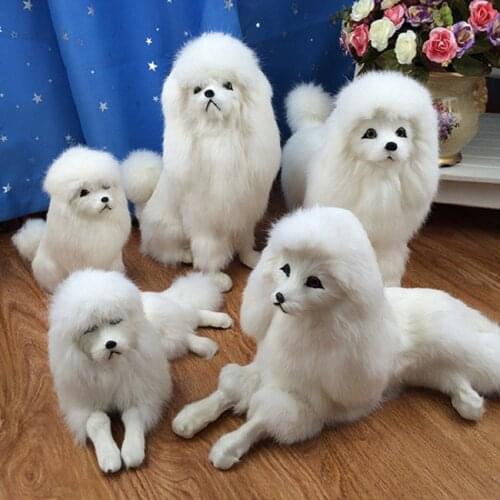 Realistic Dog Plush Toy Lifelike Poodle Doll Simulation Dog Ornaments Home Decor Craft Animal Figure Miniature Photo Props