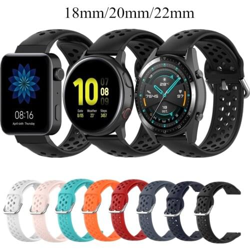 20mm 22mm Silicone Watch Strap For Samsung Galaxy Watch 42mm 46mm Active 2 Gear S3 For Huawei GT 2 2e GT2 Pro Amazfit Bip Garmin