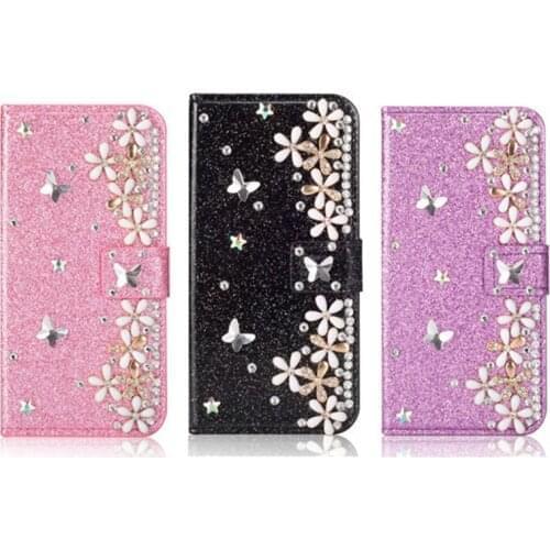Luxury Shiny Rhinestone Flower Wallet Flip Leather Case For Samsung NOTE 20 Ultra 10 Lite 9 8 S8 S9 S10 Plus S10Lite S7 S6 Edge