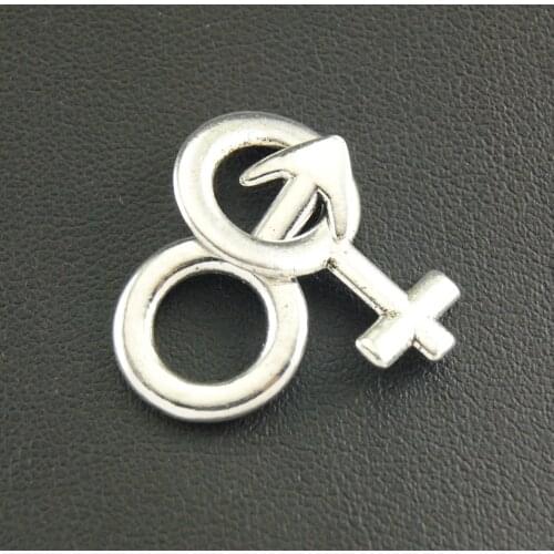 15Set(30pcs) Silver Color Male and Female Gender Symbol Charms DIY jewelry accessories 14x24mm A195