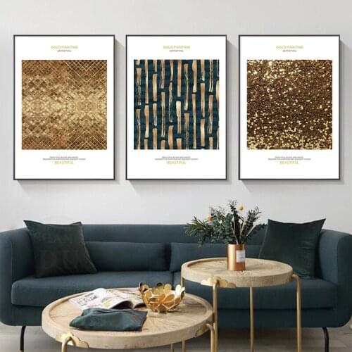 Modern Abstract Geometry Golden Picture Poster Wall Art Canvas Painting Picture Nordic Poster Print Living Room Home Decor