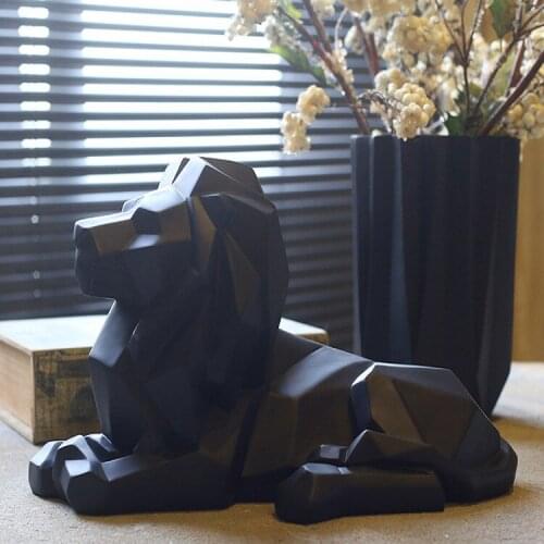 MODERN ABSTRACT LION SCULPTURE RESIN ANIMAL STATUE FIGURINE GEOMETRIC STYLE HOME DESKTOP OFFICE DECORATION ACCESSORIES GIFT