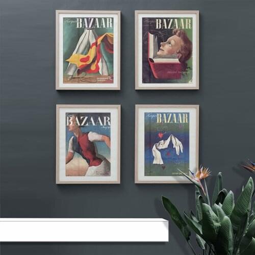 Vintage Abstract Fashion Poster Bazaar Magazine Cover Print Canvas Art Painting Wall Picture Modern Salon Girl Room Decoration