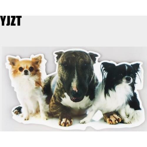 YJZT 17×10CM Three Puppies Lovely Animal Window Decoration Car Stickers Waterproof Vinyl Decal 21A-0448