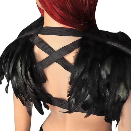 Feather Shawl Punk Leather Gothic Style Harness For Women Garters Festival Rave Costume Pole Dance Clothes Erotic Suspender Belt