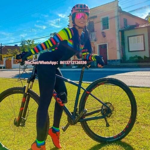 Womens Triathlon Skinsuit Long Sleeve Long Pants Cycling Jumpsuit Outdoor Sport Bicycle Clothes Pro Team Bike Skinsuits Female