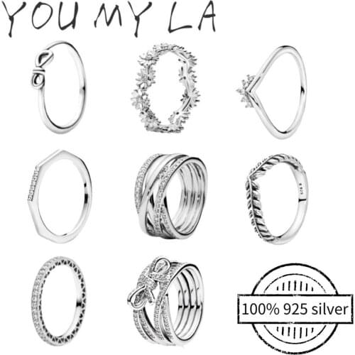 Hot Sale 925 Sterling Silver Fine Ring Fashion Jewelry Ring Fit Original Pando For Women Wedding Anniversary Jewelry Gift