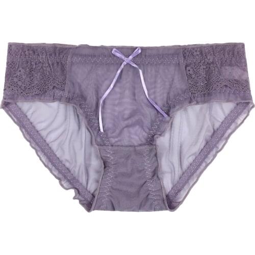 Womens underwear sexy lace net bowknot high elastic waist non-trace exquisite net gauze buttock breathable comfortable