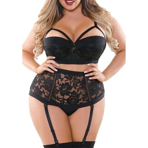 Women Sexy Lingerie Set Plus Size Corset Lace Underwire Racy Muslin Two Piece Sleepwear Underwear Lenceria Sensual Mujer Pijama