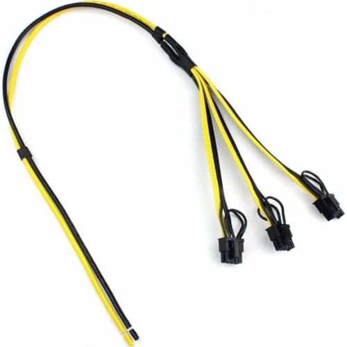 1Pcs Power Supply Cable 1 to 3 6p+2p Miner Adapter Cable 8pin GPU Video Card Wire 12AWG+18AWG Cables for BTC Mining
