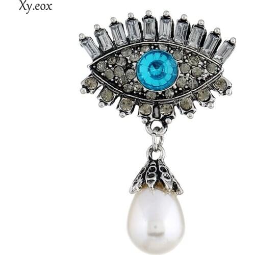 1pcs Devil Eye Brooch Imitation Pearl Lapel Pins for Women Corsage Retro Brooch pin