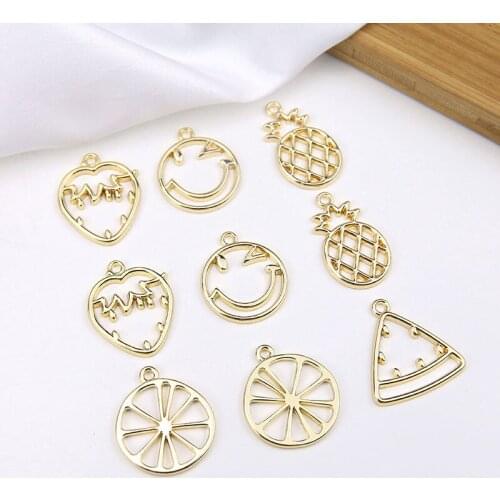 10pcsFun Openwork Pineapple Watermelon Strawberry Smiley Pendant Fruit Earrings for Women Jewelry Making New Hot Sale Fashion