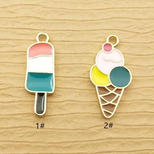 10pcs ice cream charm enamel charm for jewelry making fashion charm earring pendant metal charm