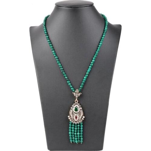 2021 New Vintage Nepal Long Necklace Beaded Pendant Necklaces for Women Ethnic Bohemian Lucky India Jewelry Long Tassel Necklace