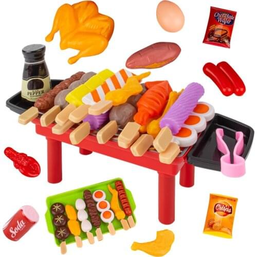 21PC Children Bbq-Toys Set Kitchen Toy Miniature Barbecue Pretend Play Simulation Food Chicken Steak-Vegetable Toys For Girls