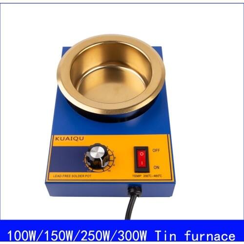 220V 300W Solder Pot Tin Melting Furnace Thermoregulation Soldering Desoldering Bath 100/80/50/38mm EU Plug 200~450 Centigrade