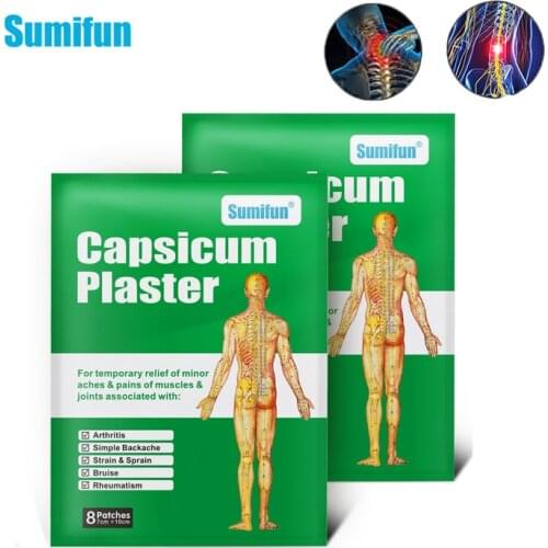 8/24Pcs Sumifun Capsicum Plaster Muscle Strain & Sprain Pain Relief Simple Backache Wrist Arthritis Bruise Pain Patch