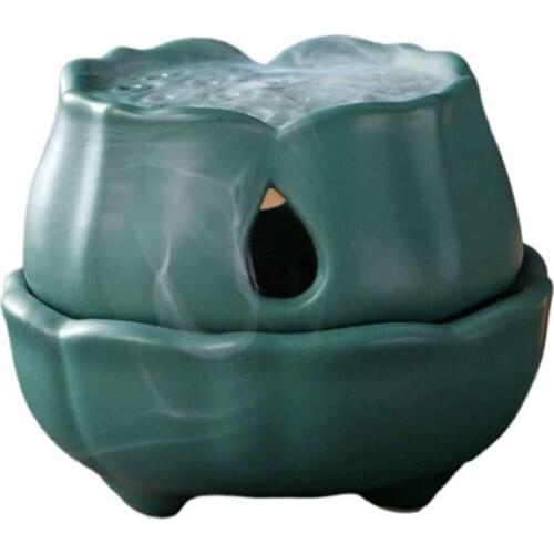 Antique Sandalwood Incense Burner Ceramic Household Aromatherapy Incense Holder Creative Lotus Censer Home Decor