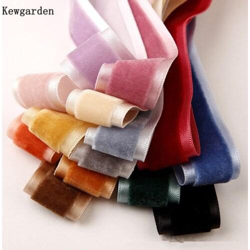 Kewgarden Velvet Satin Edge Ribbon 1" 25mm 1-1/2" 38mm DIY Bow Tie Hair Accessories Handmade Tape Gift Packing Webbing 10 Yards