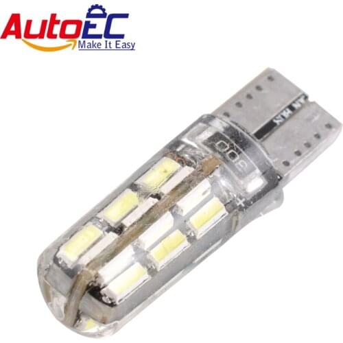 AutoEC 4x T10 Silicone 24 led 3014 smd 194 168 W5W Auto Motorcycle instrument light license plate light dc12v car #LB158