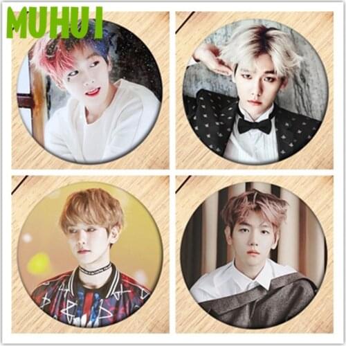Free Shipping Kpop EXO CHANYEOL BAEKHYUN Brooch Pin Girls Badges For Clothes Backpack Decoration Jewelry B062