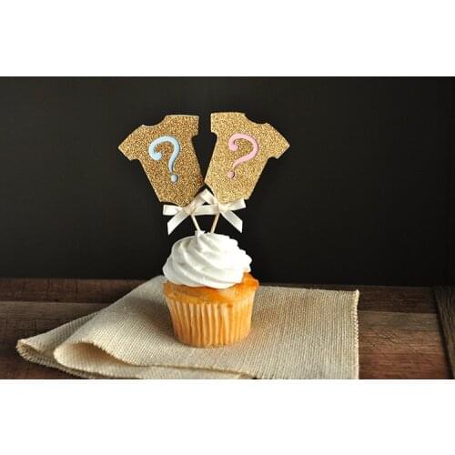 Chicinlife 5pcs Gender Reveal girl/boy CupCake Topper He or She Newborn birtyday Party baby shower Decorations Favors supplies