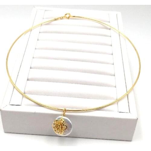 CSxjd Charm pearl baroque necklace good shine gold colour flower choker for womens footed oval shape natural cultured pearl