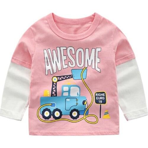 Kids Cotton Long Sleeve T Shirt brand Cartoon Dinosaur car casual boy baby toddler Tops girl Tees Spring Autumn Children clothes
