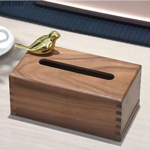 European Metal Copper Bird Tissue Box Household Removable Napkin Container Car Walnut Tissue Box Home Decoration Accessories New