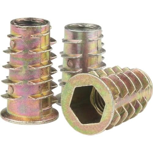 Zinc Alloy wood insert nut with thread M4-M10 round flanged Hex Drive Head nut for furniture screw conector fixed Hardware