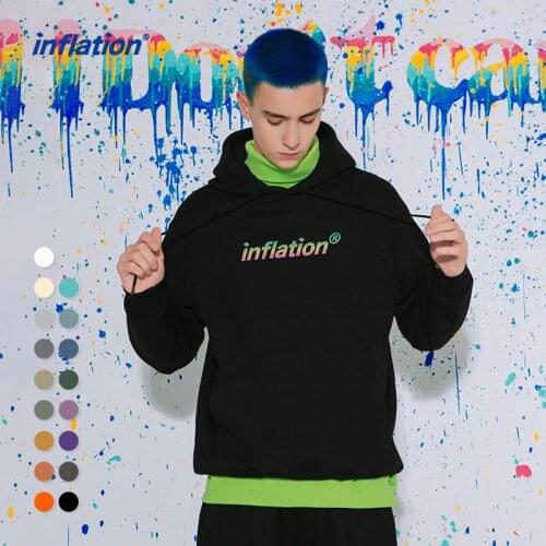 INFLATION 2021 Winter Thick Warm Fleece Hoodies Men Comfy Hip Hop Hoodies Unisex Basic Loose Hooded Sweatshirts Couple Pullover