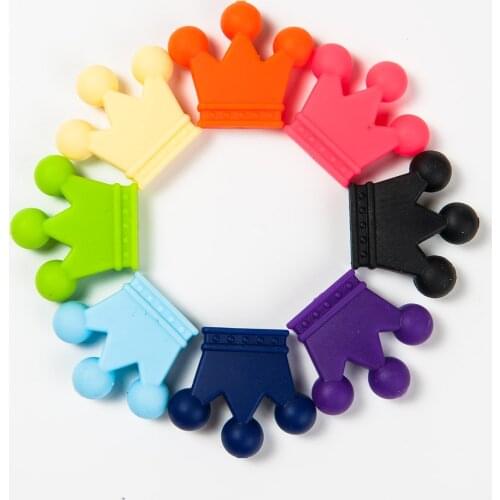 Cute-idea 10PCs Crown Teething Chewable Toddler Food Grade Rodent Handmade Accessories DIY Teether BPA Free Baby Product Toy