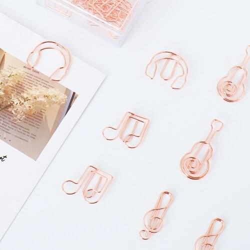 Music Modeling Paper Clip Rose Gold Clip Decoration Bookmark Office Stationery Cute Paper Clip Paper Clips Office Accessories