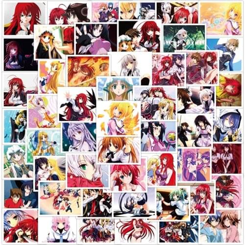 50pcs High School DxD Anime Stickers Anime Sexy Girls PVC Graffiti Car Stickers For Laptop Suitcase Skateboard Luggage Decal DIY
