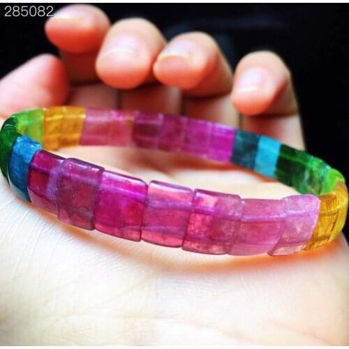 Genuine Natural Colorful Tourmaline Quartz Bracelet 10.5mm Clear Round Beads Brazil Tourmaline Women Men Crystal AAAAAA