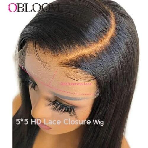 Straight Invisible HD Lace Frontal HD 5x5 Lace Closure With Baby Hair Melt Skins Remy Brazilian Human Hair HD Transparent Lace