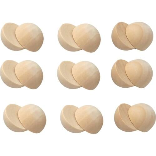 Unfinished 20mm Half Wooden Round Beads No Hole Hemispherical Natural Wood Ball Sticker Patch Cabochon Charm Jewelry Findings