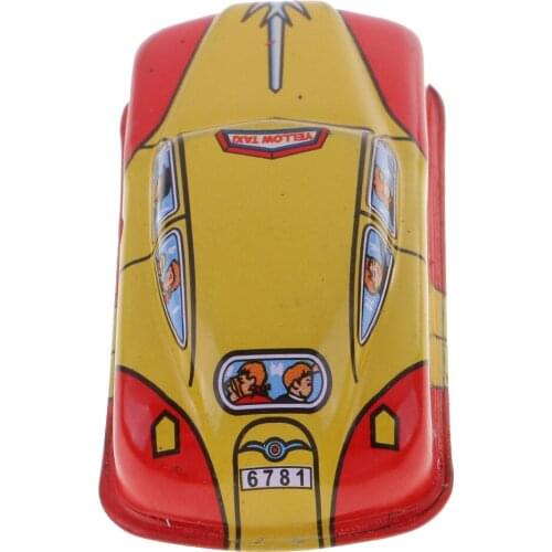 Nostalgia Tin Toy - Clockwork Taxi Car Model - Wind-up Toy With Key Gift For Baby Kids