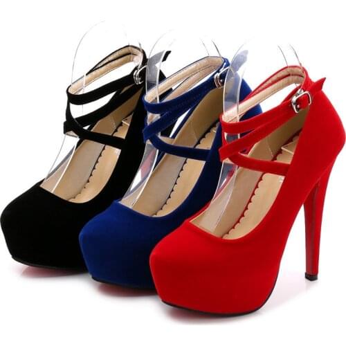 2021 New Fashion Pumps Women Flock Brand Platform Plus Size High Heel Shoes Nightclub Ladies 14cm Heel Luxury Pumps Shoes