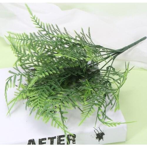 New Green Plastic Water Plants Asparagus 7 Branches Artificial Asparagus Fern 33~35cm 7 stems Wedding Home Flower Decor