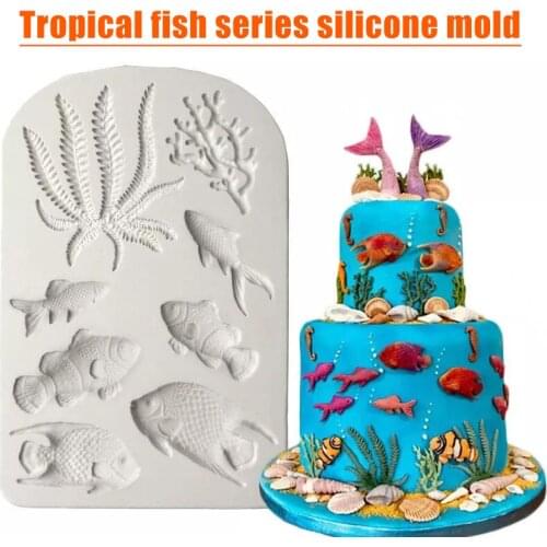 NEW 3D Silicone Candy Mold Fish Seaweeds Baking Cake Chocolate Mould Heat Resistance DIY Tool Cake Decorating Tools