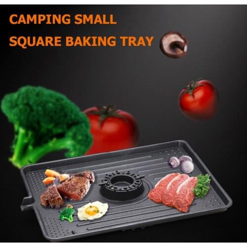 Portable BBQ Grill Pan Non-Stick Charcoal Grill Plate Butane Gas Stove Cooker Party Picnic Terrace Beach Barbecue Tray