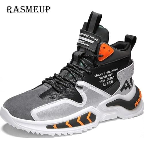 RASMEUP 2021 Men Sneakers Breathable Fashion New Female Black White Platform Thick Sole Casual Chunky Running Outdoor Shoes