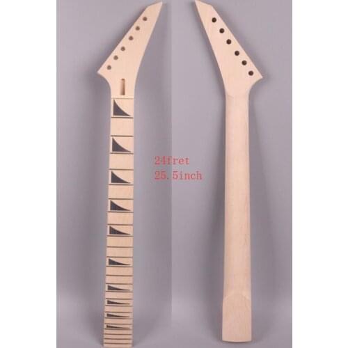 Solid wood Electric guitar neck replacement 24 fret 25.5" Truss Rod Maple