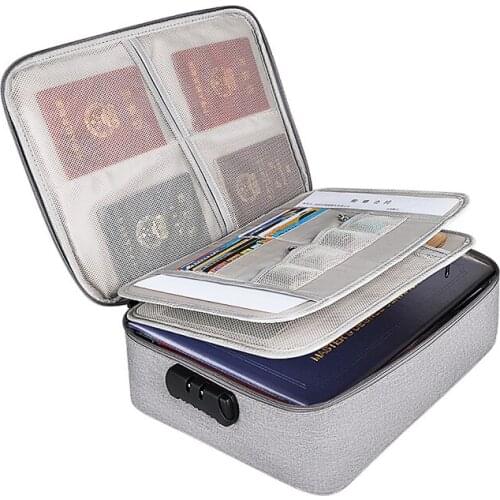 Travel Document Organizer Bag Briefcase Passport A4 File Bill Account Book Folder Storage Bag Password Lock Multi-Layer Handbag